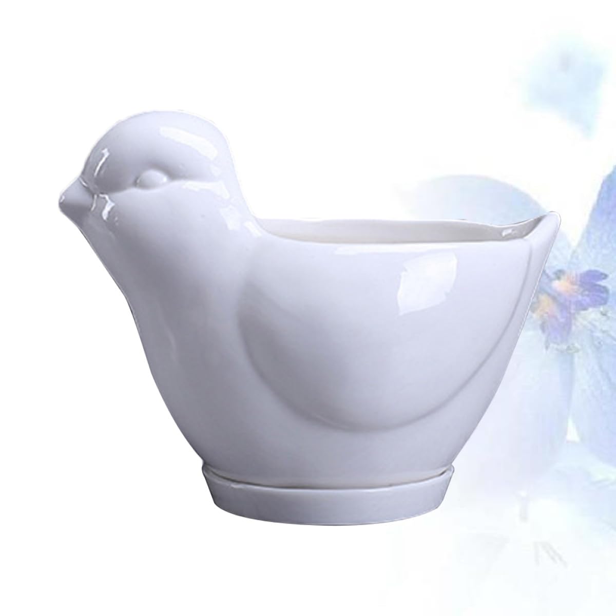 Parliky Ceramic Bird Shape Flower Pot Saucer Small White Succulent Plant Container Indoor Desktop Decor for Home Office Gardening