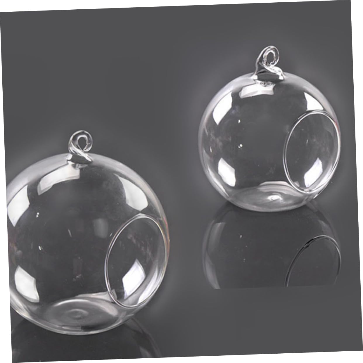 Cabilock 4pcs Hanging Glass Terrarium Shape Container for Plants Home Decor Wedding Decoration Flat Base Design
