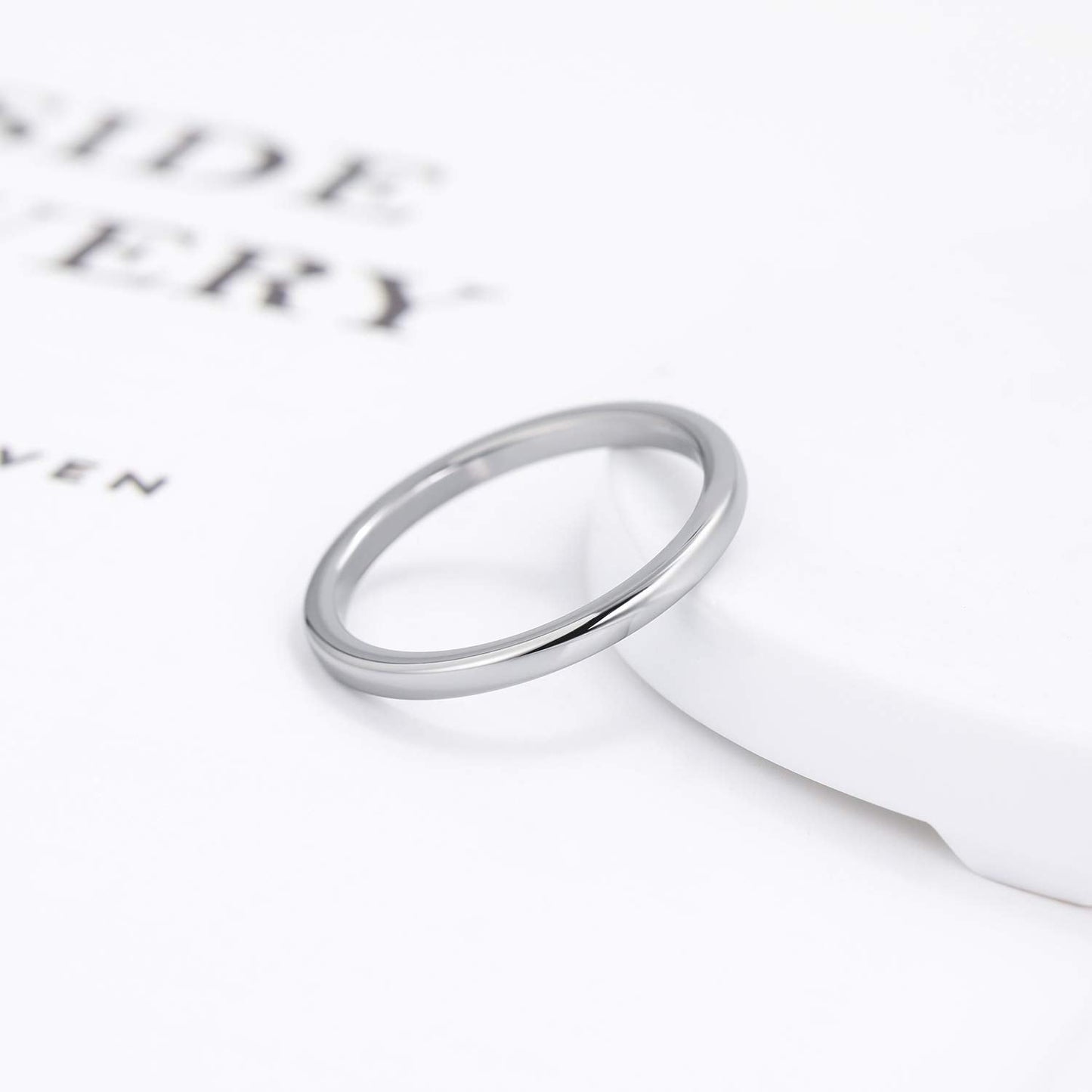Greenpod 2mm Tungsten Carbide Rings for Women High Polished Thin Plain Domed Engagement Wedding Band Size 4.5
