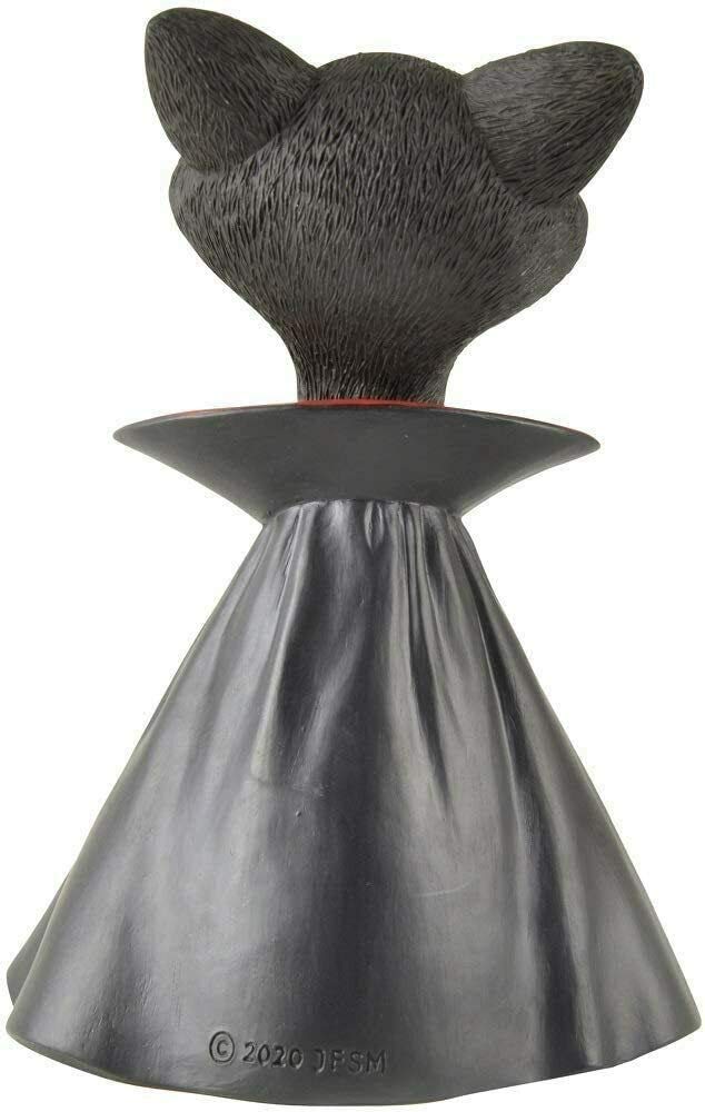 Whimsical Black Vampire Cat Figurine – Gothic Resin Halloween Decor for Cat Lovers – Whimsical Vampire Kitty Statue with Fangs and Cape – Spooky Cute Shelf Accent – Unique Gift for Pet or Horror Fans