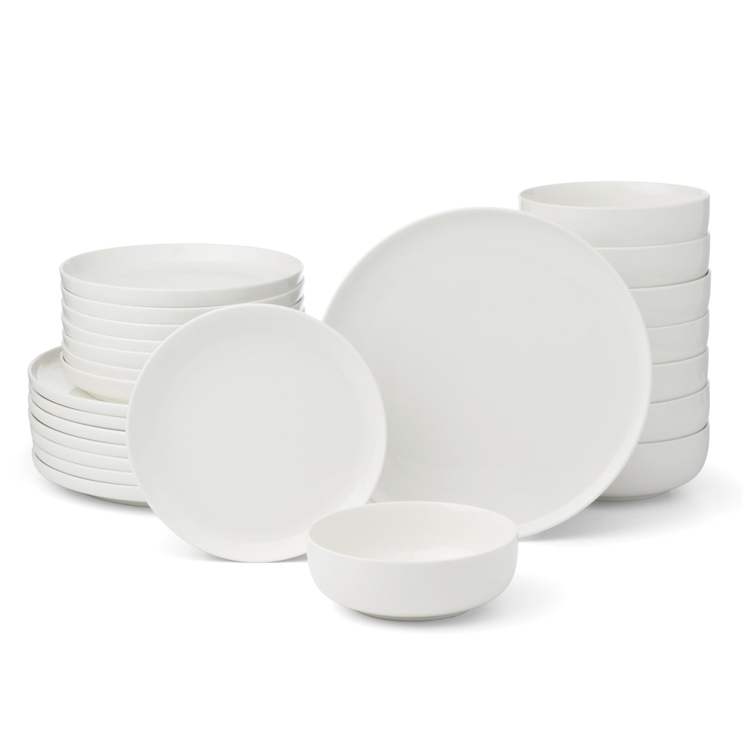 Oneida Dinnerware Set, 24 Seven White 24-Piece Dinnerware Set, Service For 8, Porcelain Material, Dishwasher And Microwave Safe, Bowls, Plates And Bowls, Dinner Dishes, Plates, Home (White, 24 Piece)
