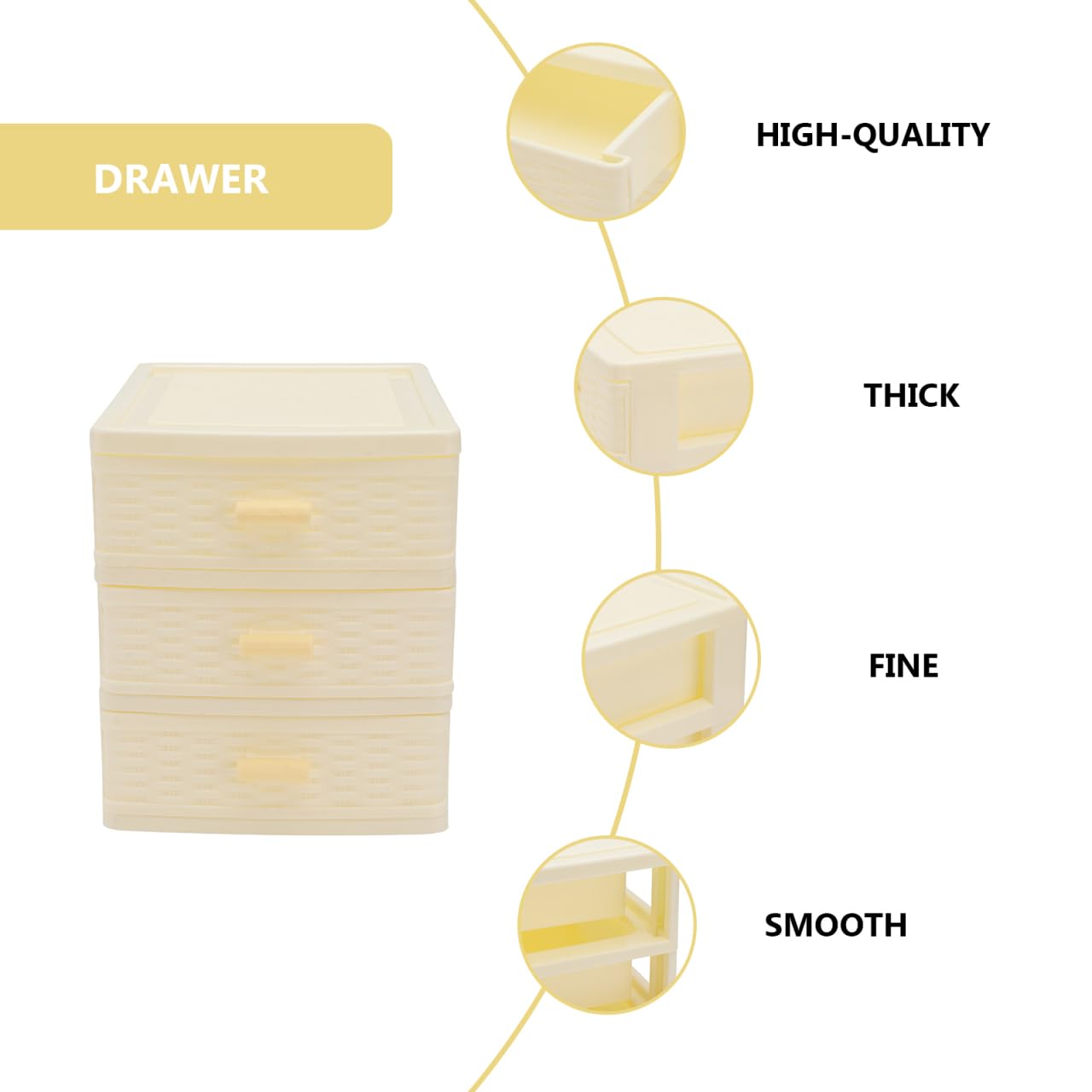 Beavorty Multi-Layer Desktop Storage Box 3-Drawer Organizer 6.69X5.98X5.11In Jewelry Case Cosmetic Makeup Storage for Girls Vanity Office