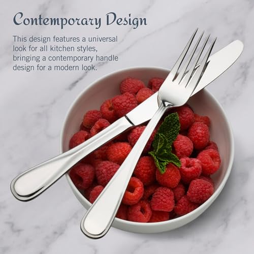 Mikasa Bravo Flatware Service for 8 with caddy, 18/10 Stainless Steel, Silverware Set with Serving Utensils and Expandable Caddy, 52 Piece - size: 52 Piece Set, style: Bravo