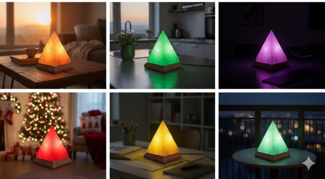 NatureBoost HL Himalayan Pink Salt USB Multi Colored lamp (Pyramid)