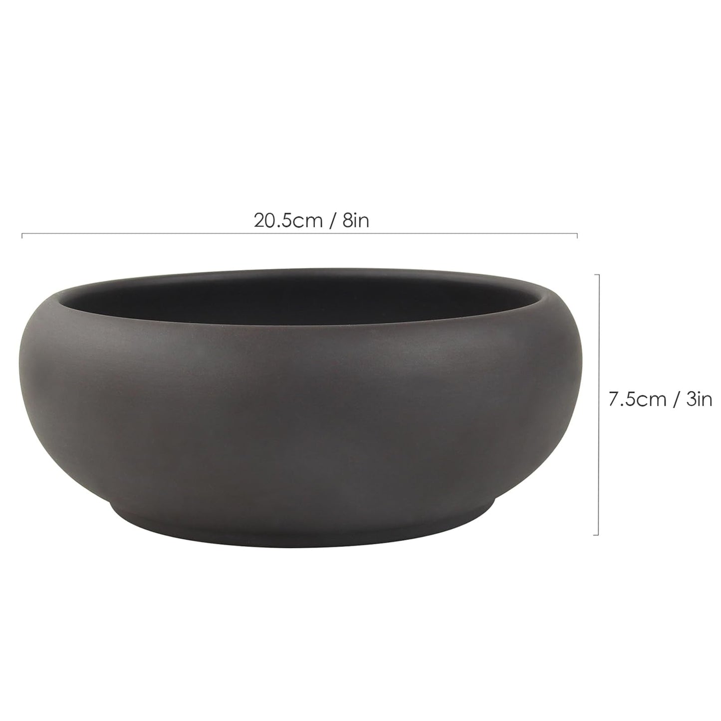 Bonsai Pot 8" Unglazed Round Ceramic Succulent Planter + Drainage Screen