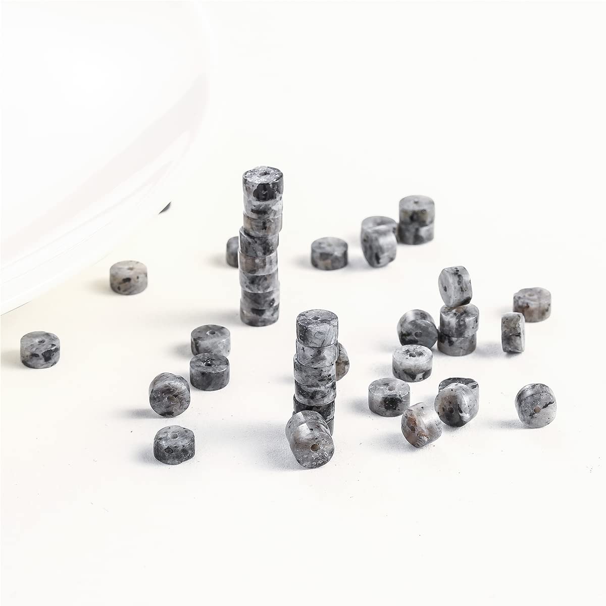Natural Spectrolite Stone Spacer Beads 6x3mm 38cm/str Flat Round Loose Semi Gemstone Caps for Making Bracelets Necklace