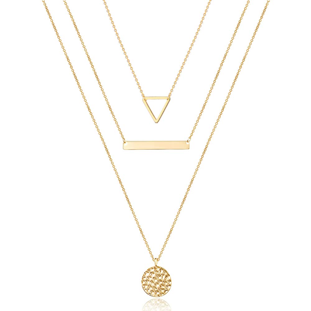 Turandoss Layered Full Moon Necklace, Layered Pendant Handmade Necklaces for Women