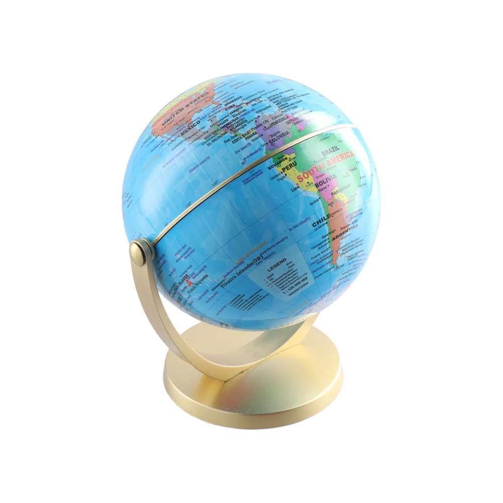 Leadigol 12cm World Globe with Stand, World Globe with Round base,360° Horizontal Rotation World Map with Clear Text Markings,Political Map Classroom Learning,Blue