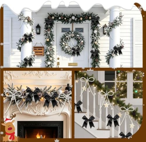 18 Pcs Pearl Bow Ornaments for Christmas Tree Toppers Decorations