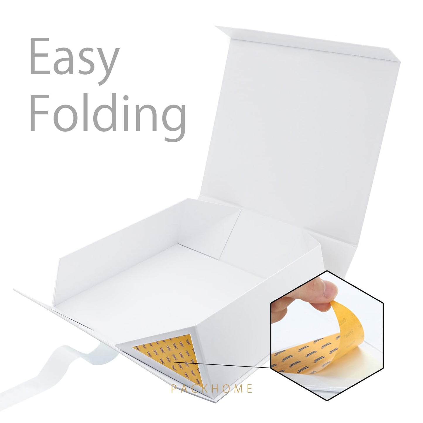 PACKHOME Mother's Day 17x14.5x5.5 Inches, Extra Large Gift Box with Lid, Magnetic Closure Boxes with Ribbon for Clothes and Large Gifts (Glossy White)
