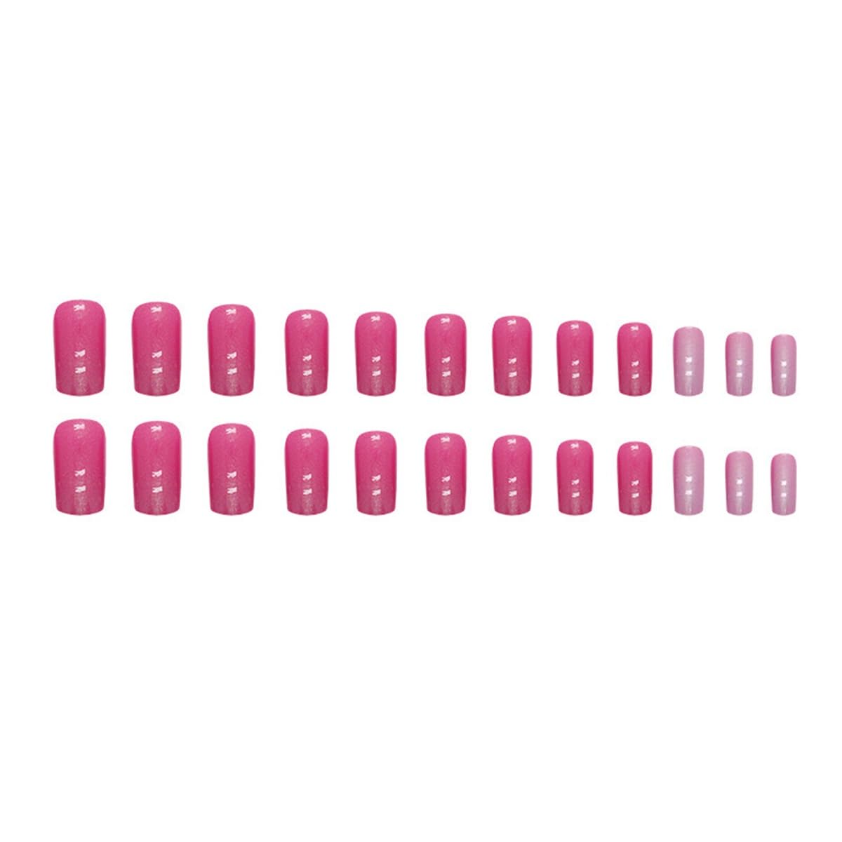 Hot Pink Press on Nails Square - Medium Fake Nails with Chrome Design - Glossy Full Cover Stick on False Nails - for Women 24 Pcs