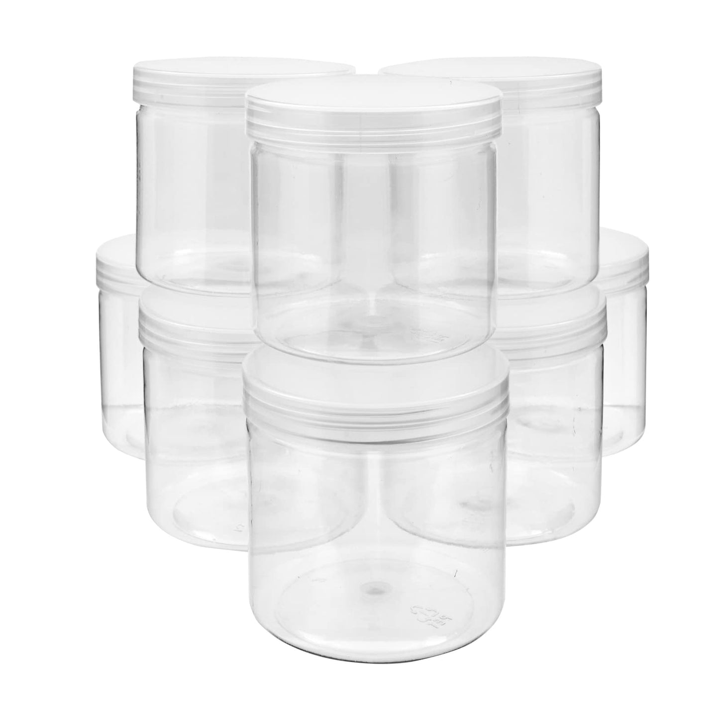 Juvale Plastic Jars with Lids - 12 Oz, Clear, 8-Pack - Slime Containers with Lids & Craft Jars for Kids DIY