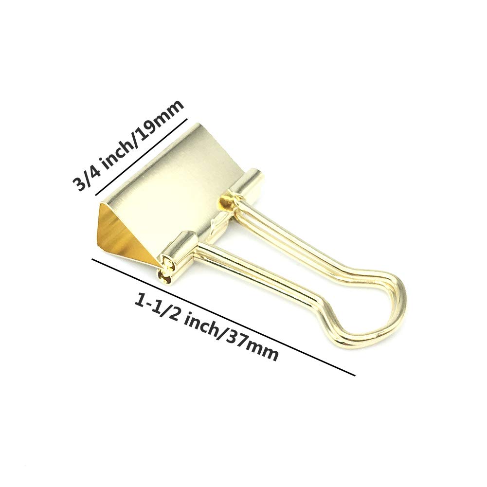 Gold Binder Paper Clips - Small, 3/4 inch Width Clips for Office School Supplies, 80 Pack