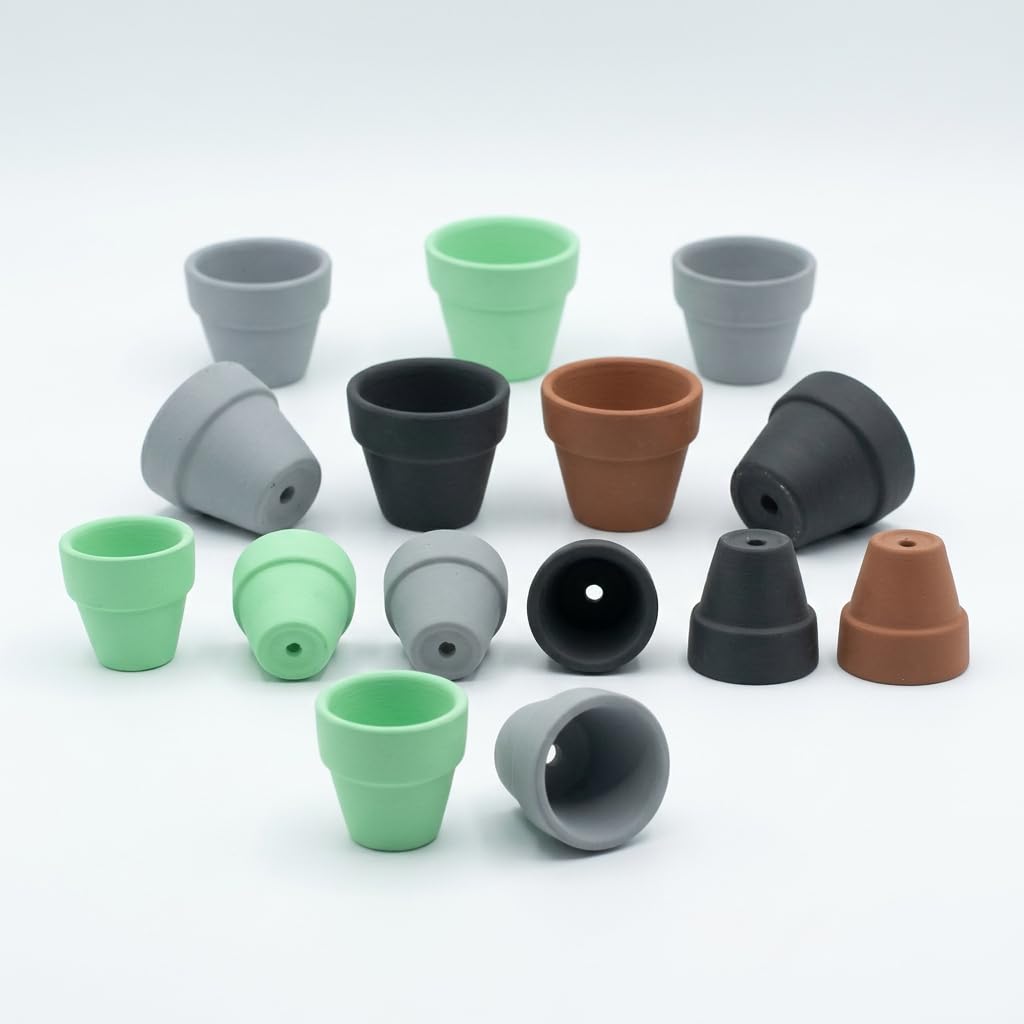 Yuvori Mini Pastel Terracotta Pots for Micro Gardens – 30 Pack, 1.7” Tiny Breathable Clay Planters, Macaron Colors, for Moss, Fairy Gardens, Dollhouses, and Succulents (Painted Green, 1.2 Inch)