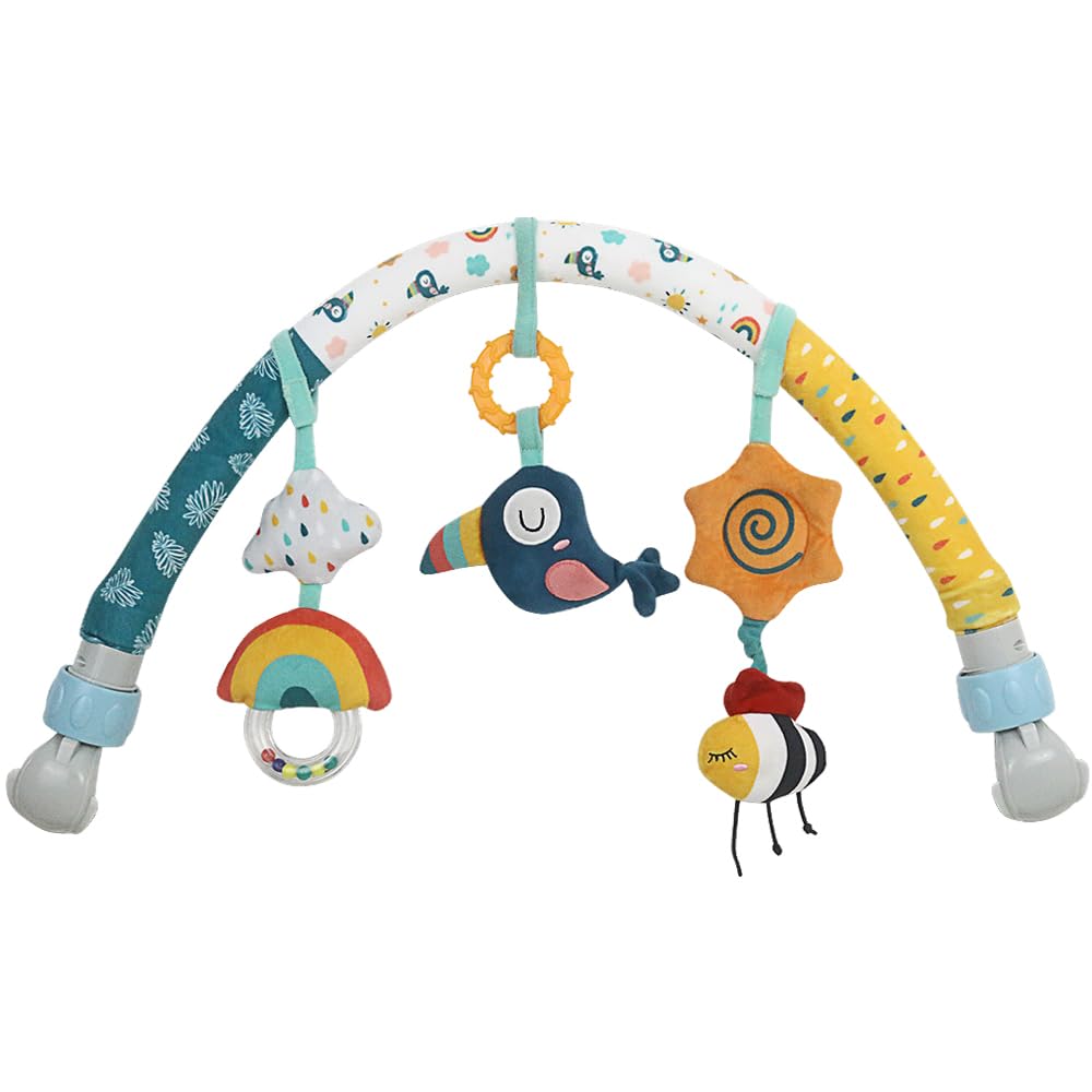Caterbee Baby Bouncer Toy bar, Stroller & Crib Accessory, Pram Activity Bar Toy Travel Arch Bassinet Toys for Toddlers (Sky)