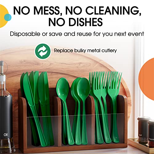 Party Solids Emerald Green Plastic Forks 200 Pcs Green Forks Disposable Utensils Heavy Duty Plastic Cutlery Set Disposable Cutlery Sets Flatware Sets Silverware Set Party Supplies & Party Tableware - color: Emerald Green