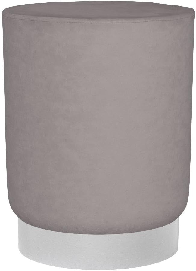 BIRDROCK HOME Round Ottoman Foot Stool – Soft Padded Modern Stool Design – Ideal for Living Room, Bedroom – Compact Footrest, Vanity Chair, Small Furniture – Foam Seating, Decorative Accent (Grey)