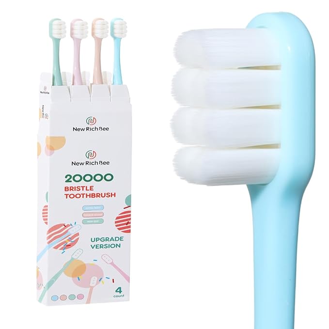 [Upgrade Version 4 Pack Micro Nano Extra Soft Toothbrush for Adult,20000 Soft Bristle Toothbrush for Sensitive Teeth or Gum Clean Effectively，Especially for Pregnant or Elderly.