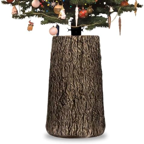 Natural Trunk Base for Christmas Trees, 33 x 27 x H41 + 5 cm, Adapted to Different Types of Trees, Ideal for Any Decor and to Make Your Christmas Decorations Unique