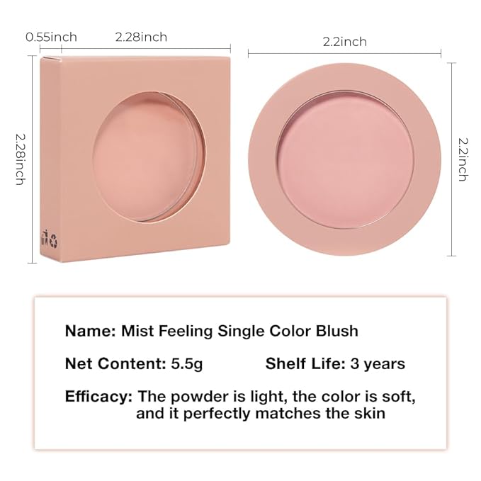 Single Pink Orange Matte Powder Blush Palette Face Makeup, Blush for Looks Younger Cheeks, Monochrome Cream Blushes Lightweight Long Lasting, Blush for Women All Skin Tones Paleta de, 05
