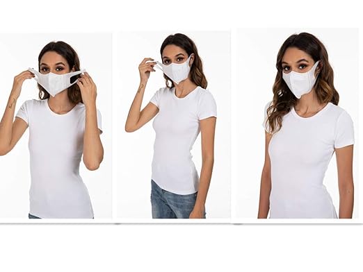 Medi-sky 3D Disposable Mask for Adults, Elastic Cloth Ear Straps Breathable Face Mask Individual Package 50pcs White