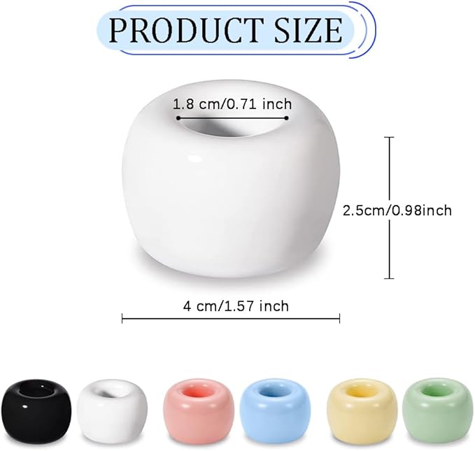 Mini Ceramics Toothbrush Holder Stand for Bathroom Vanity Countertop, Handmade Couple Toothbrush Head Holder, Shaver Holder and Office Pen Holder, Pink&Blue, Pack of 2