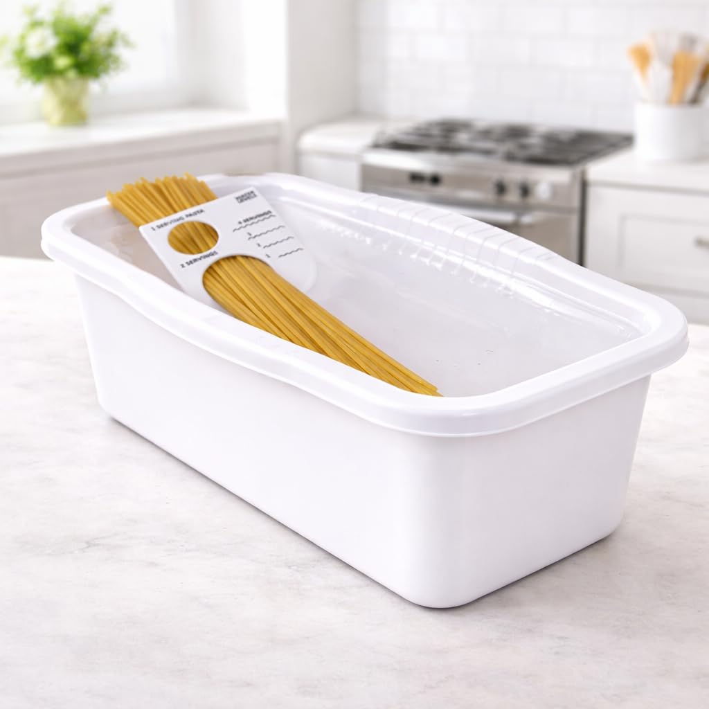 Microwave Pasta Cooker with Built-In Portion Tool, BPA-Free Microwave Pasta Maker for Spaghetti, Ramen & Vegetables, Dishwasher Safe