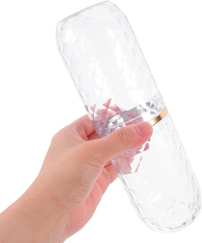 CLISPEED Travel Toothbrush Cup, Portable Toothbrush Holder with Cover for Bathroom Camping Hotel School Business Trip