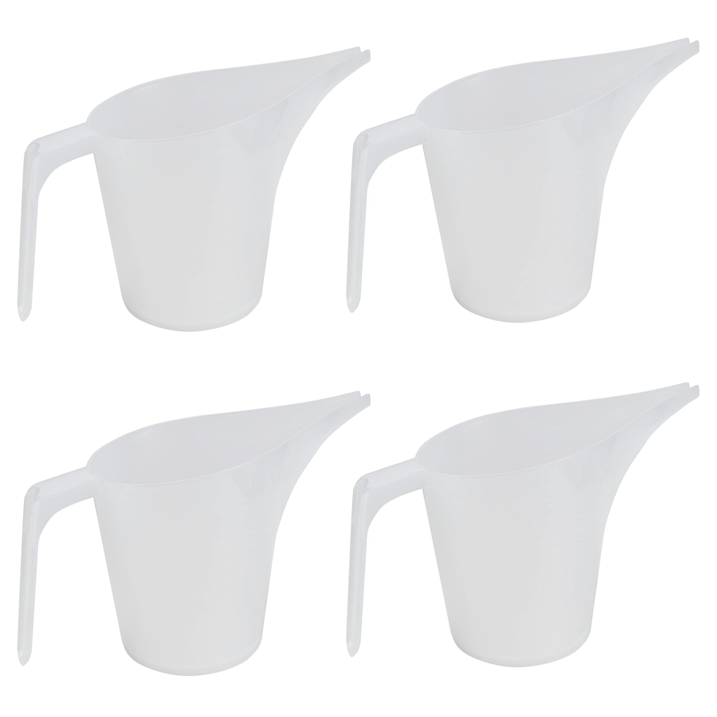 EIKS Plastic Funnel Pitcher Measuring Cup with Long Spout for Filling Muffin Pans, Baking Molds, Salt Shakers, Pancake Batter, Watering Plants(4-Pack 1000ml)