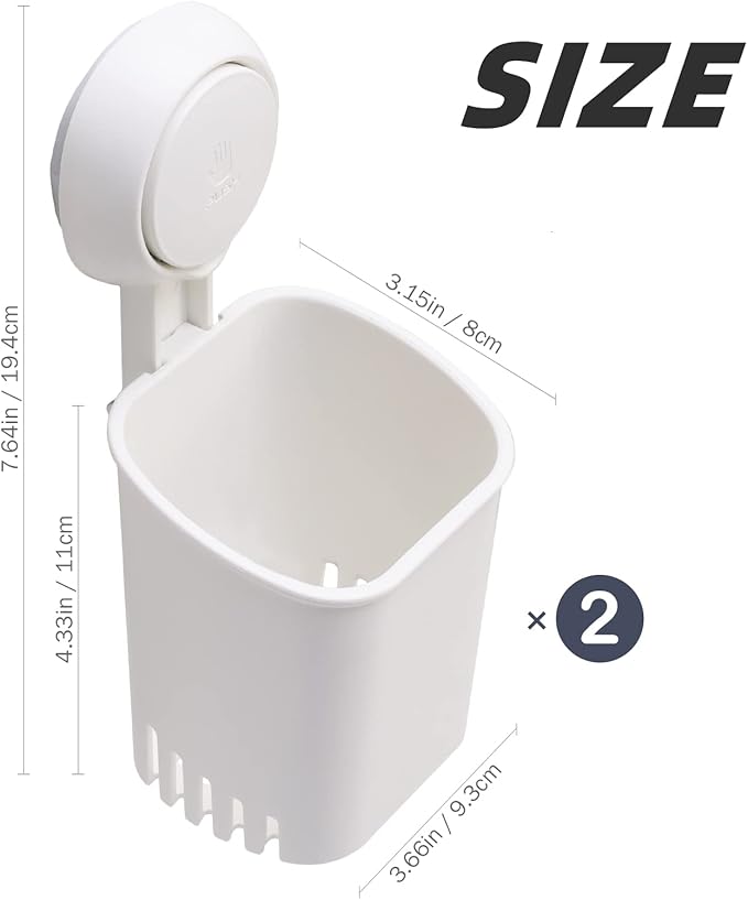 TAILI Suction Toothbrush Holder 2 Pack, Tumblers Replacement Shower Toothbrush Holder for Wall, Powerful Toothpaste Toothbrush Suction Cup, Self-draining Shower Razor Holder, Kitchen Tableware Holder