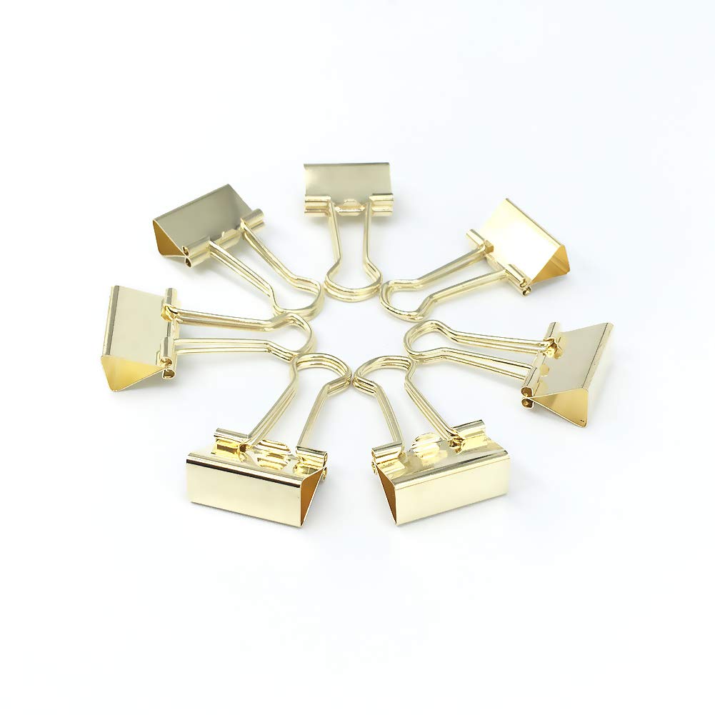 Gold Binder Paper Clips - Small, 3/4 inch Width Clips for Office School Supplies, 80 Pack