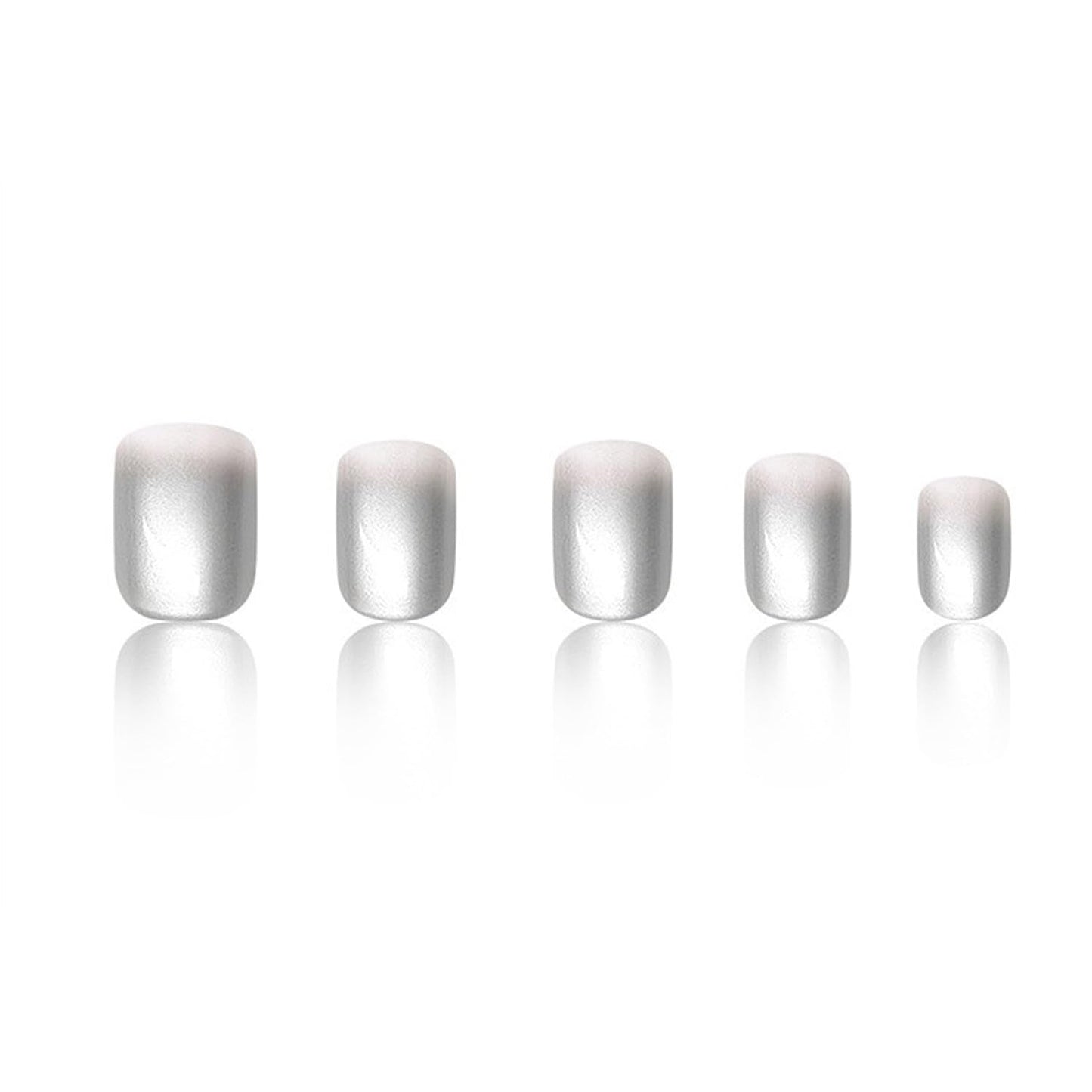 Chrome Press on Nails Short Square MABKJLF Fake Nails White Gradient False Nails with Designs Silver Mirror Full Cover Glossy Glue on Nails Acrylic Nails for Women Girls 24 Pcs