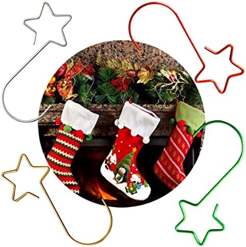 20Pcs Christmas Ornaments Hooks Stainless Steel Star Shaped Hangers Christmas Tree Star Shaped Hooks for Party Decorative Metal Five-Pointed Hook Tree Hanging Pendant Decorations