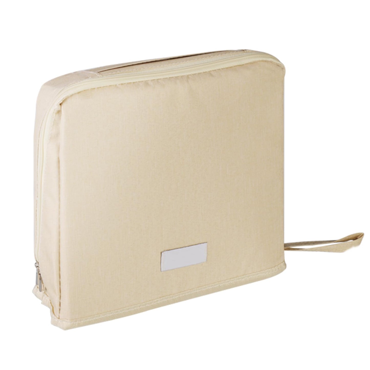 ONRSV Large Capacity Standing Makeup Bag for Travel, Foldable Hanging Toiletry Organizer with 3 Storage Layers & 8 Inner Pockets, Portable Cosmetic Case for Women (Beige)