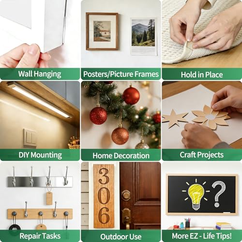 EZlifego Double Sided Tape Heavy Duty, Nano Double Sided Adhesive Tape, Clear Mounting Tape Picture Hanging Adhesive Strips (9.85FT) - size: 9.85 Feet