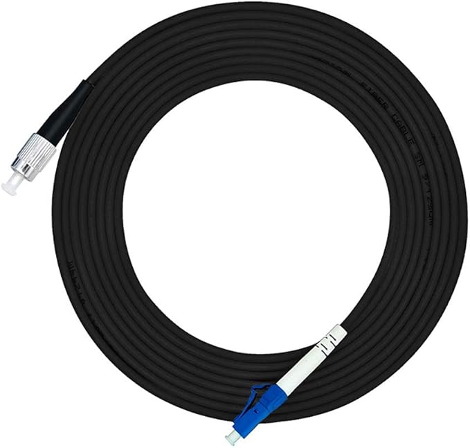 Jeirdus 40M LC to FC Outdoor Armored Simplex 9/125 SM Fiber Optic Cable Jumper Optical Patch Cord Singlemode 40Meters 130ft LC-FC