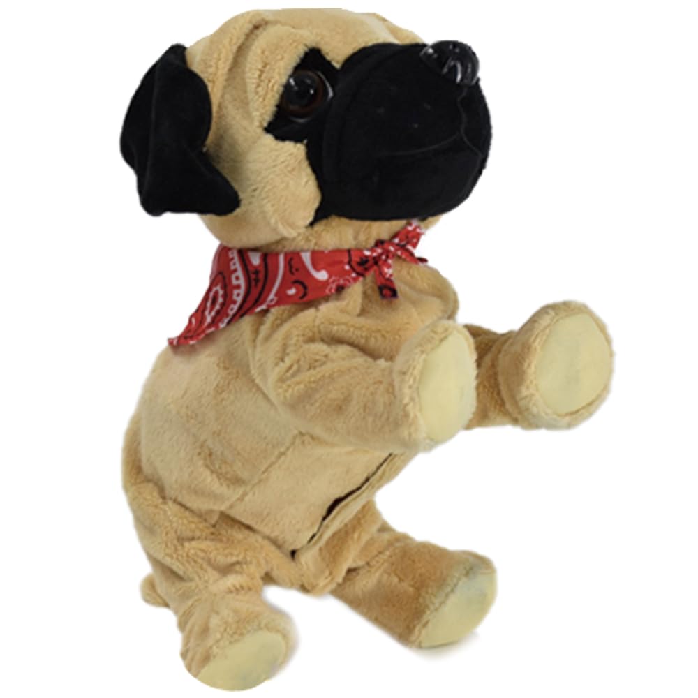 WEofferwhatYOUwant Pug Daddy - Interactive Plush Robot Dog Toy for Toddlers - Touch & Sound Activated, 8 Realistic Tricks - Barking, Crawling, High Five - Educational & Safe for Kids 18+ Months