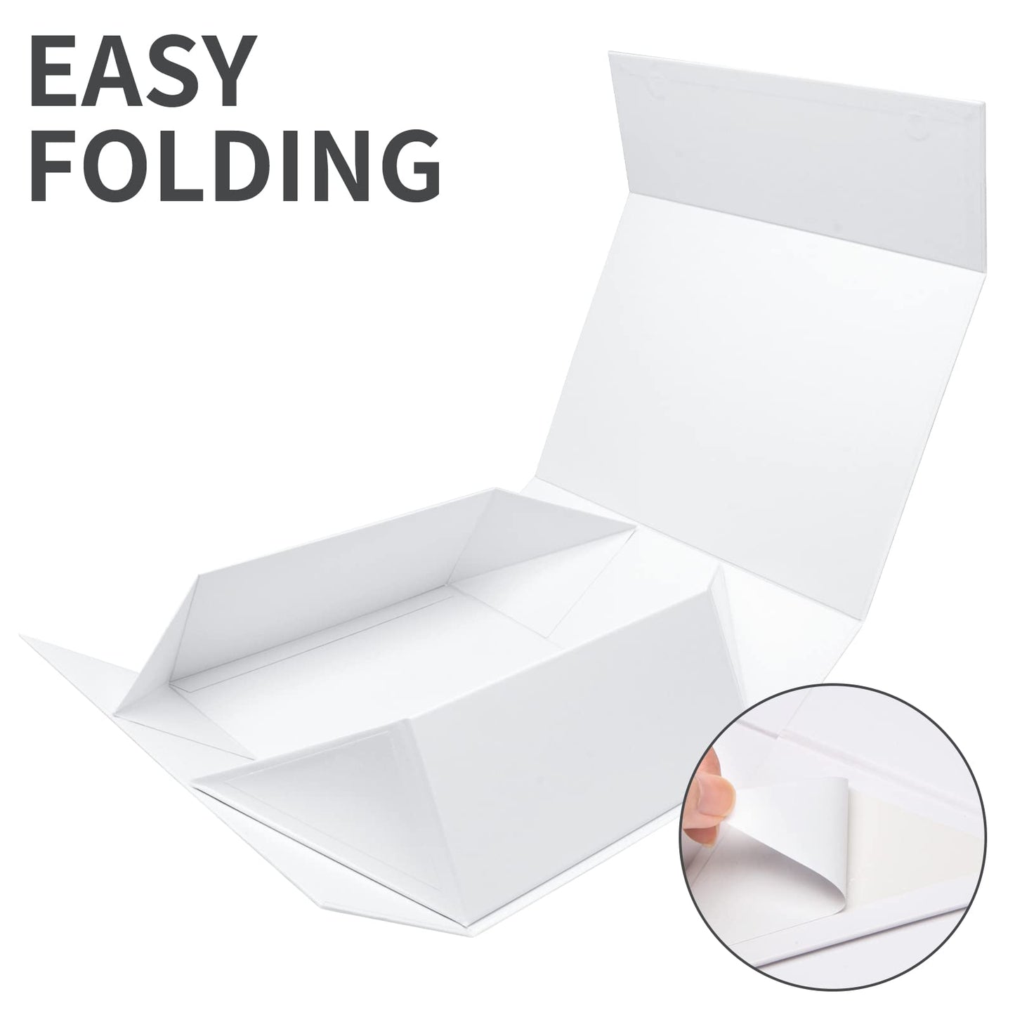 CHECHNYA 3 Large Gift Box Set - 13x10x5 Inch Foldable Magnetic, Sturdy Shirt Box, Hard Cover, Reusable, White 3-Pack