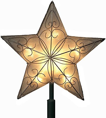 Kurt Adler 10 Light Indoor UL Star Treetop - Fits Perfectly On Christmas Tree Silver Trimming Pattern