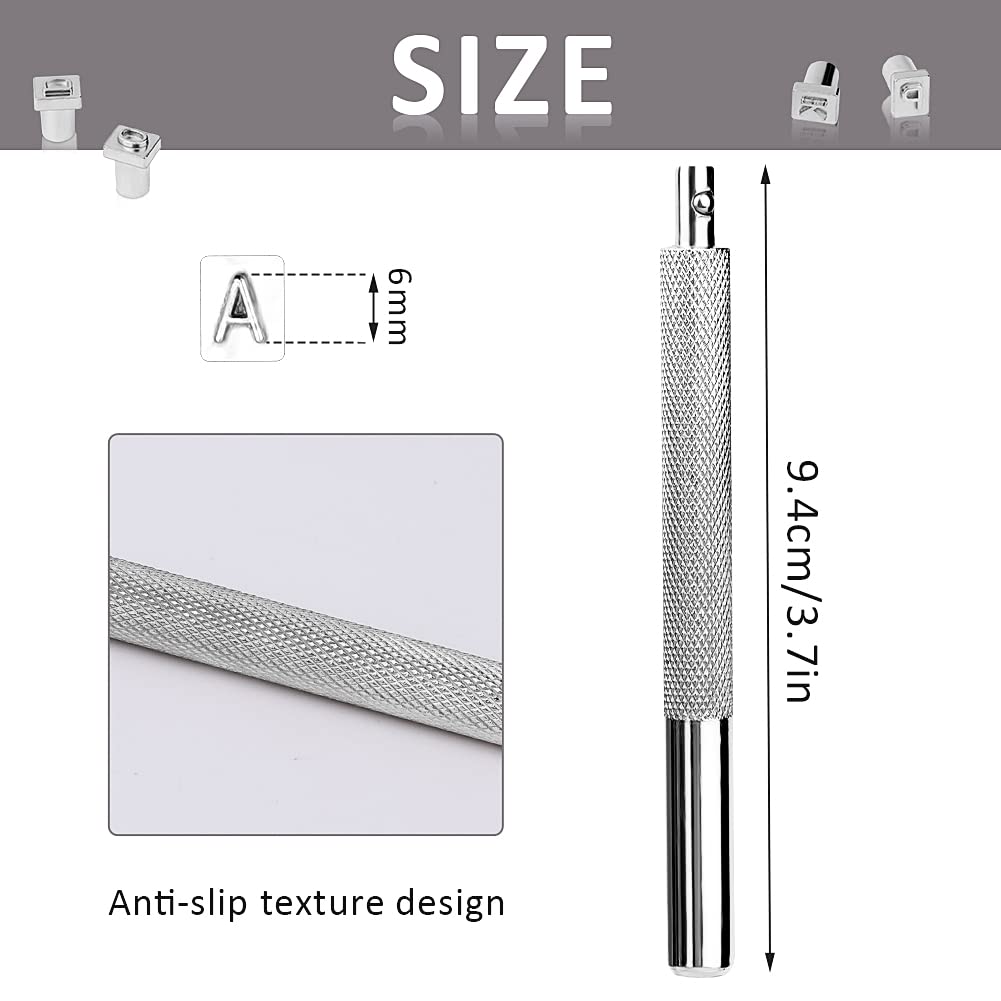38 PCS Leather Stamping Tools, Leather Stamping Kit with 36pcs Letters and Numbers, Rubber Hammer for Leather Working