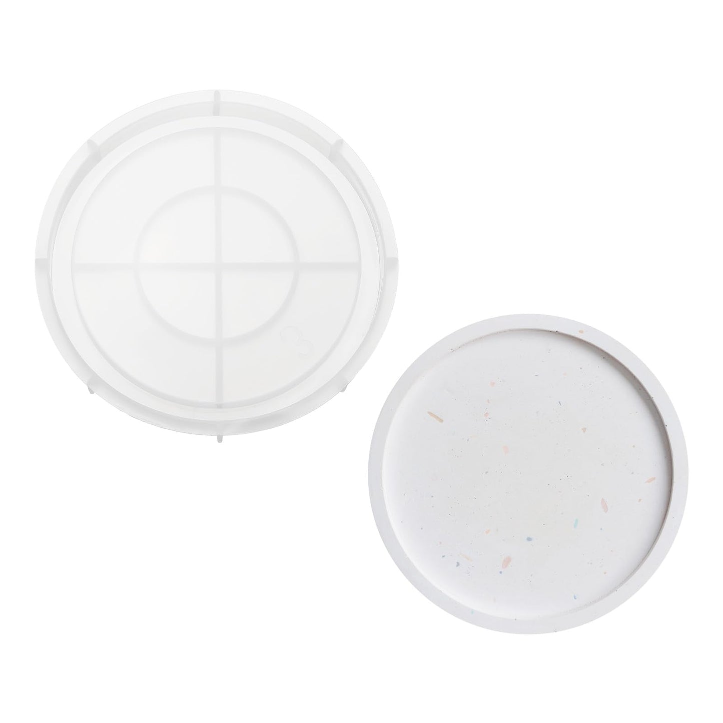 PATIKIL 8.3" Round Tray Resin Mould with Edge, Plate Silicone Moulds for Epoxy Resin Jewelry Storage Containers Blank Casting Mould for DIY Craft Home Decorations Making Tool, White