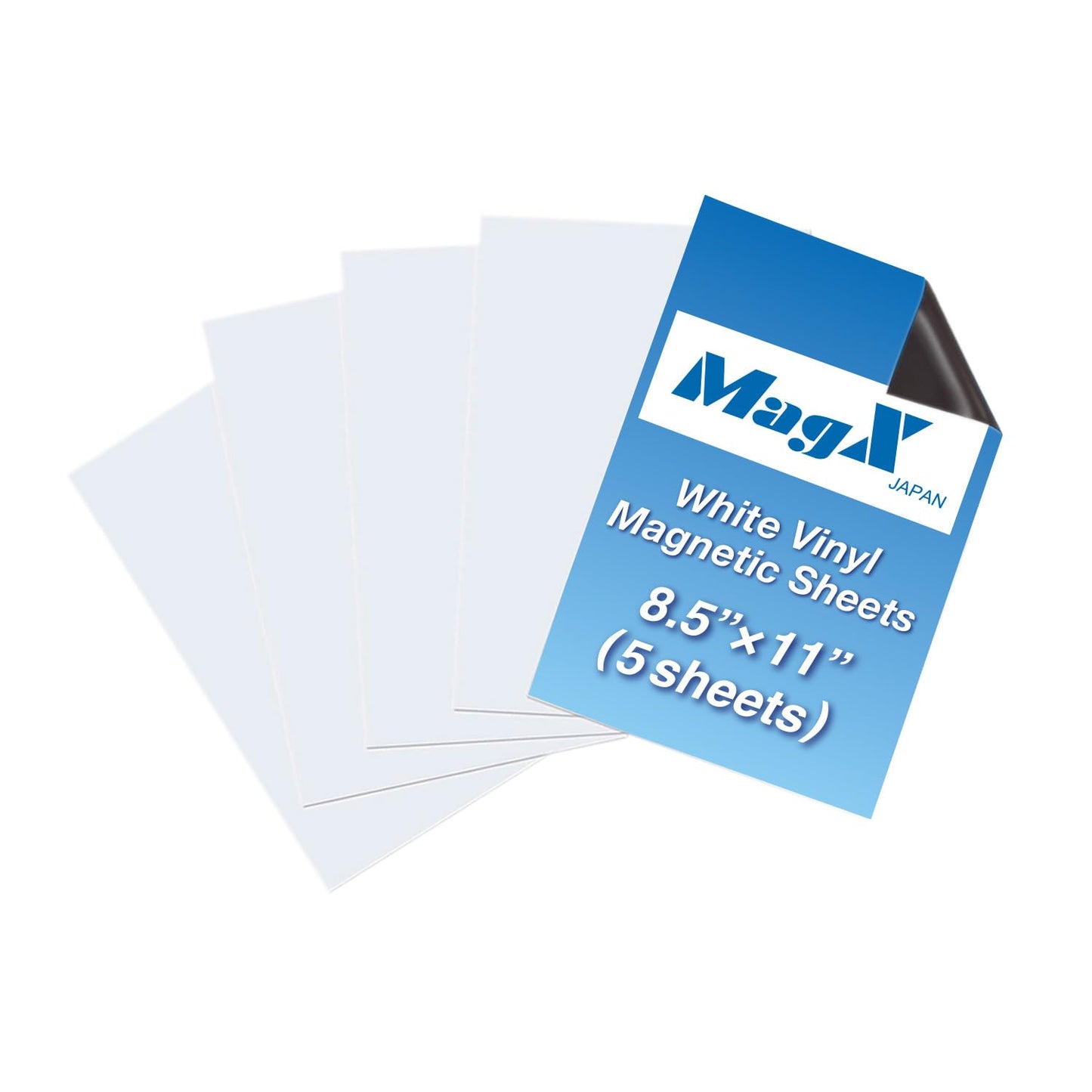 Magnet Sheets White 8.5 x 11, 5 Sheets, Flexible Vinyl Magnet Sheets, Vinyl Sheets for DIY Hand Handmade Craft, 8.5" x 11", Stationery, Office Supply (MVAV-8511W)