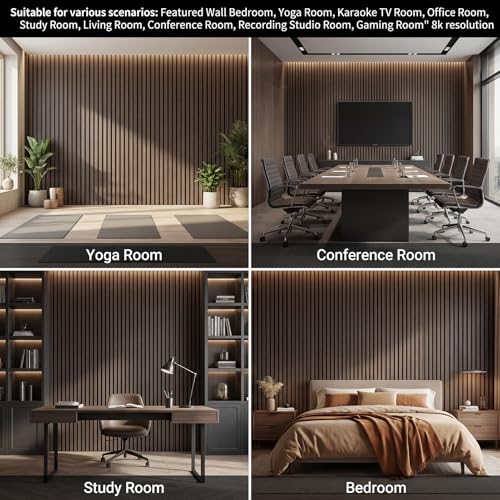 Decorative Acoustic Wall Panels, 4 Packs 47.2x23.6inch/ 120 x60CM (31sq.ft) Wood Veneer Textured Soundproofing Wall Covering Panel Decor for Kitchen, Bedroom, Living Room, TV Background - size: 4Pack-23.62x47.24 inch