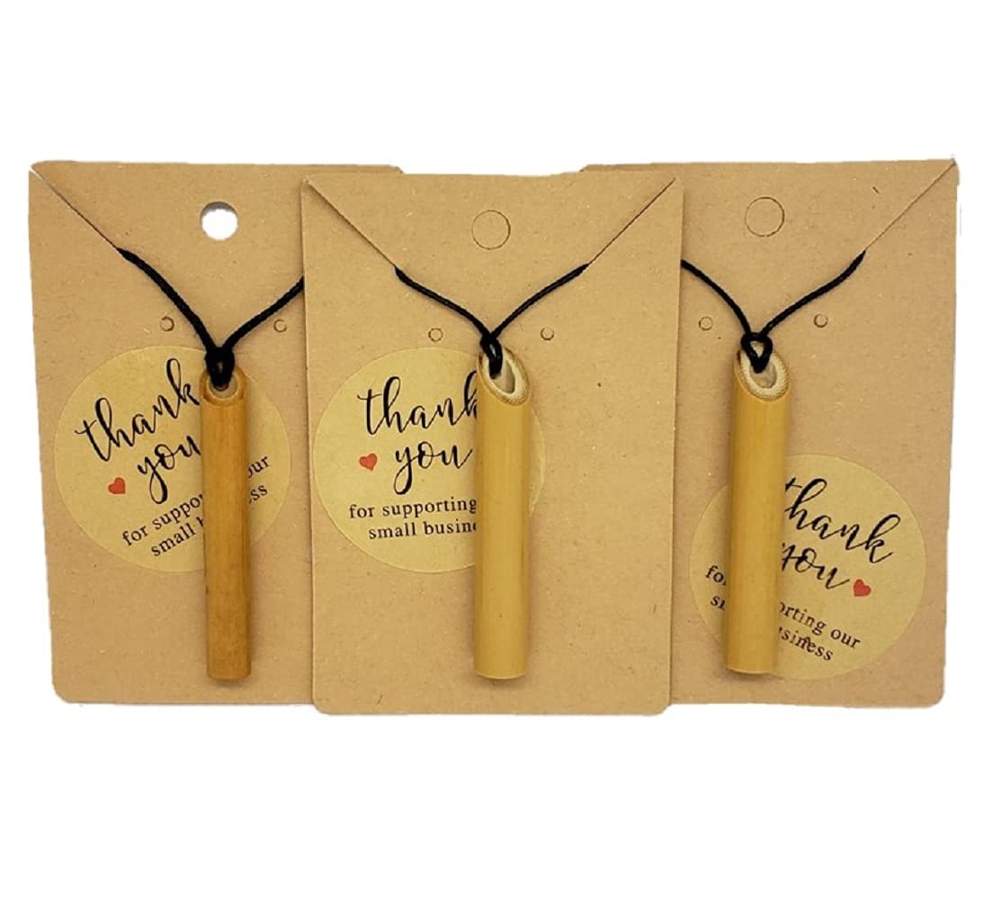 3-Pack Stress Straws Bamboo Natural Mindful Breathing Necklaces For Meditation And Anxiety