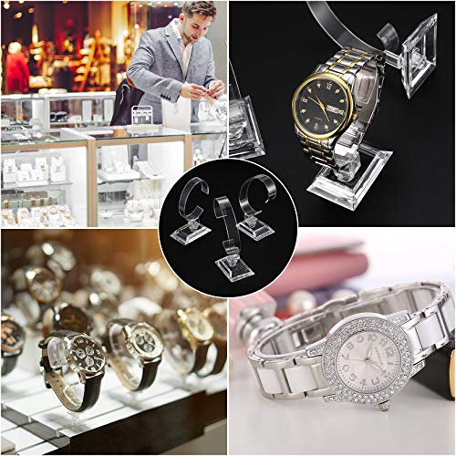 10 Pcs Watch Display Stand Holder, 4 inch/3.5 inch Clear Plastic Watch Display Stand Rack, Round Transparent Bracelet Stand Holder