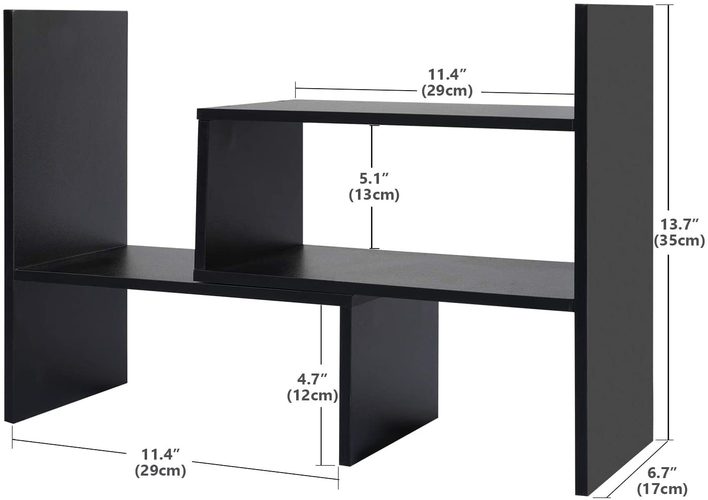 Sorfity Desktop Bookshelf Desk Storage Organizer Adjustable Wood Desktop Display Shelf Rack Counter Office Storage Rack Top Bookcase - Free Style Display Natural Stand Office Supplies Desk Organizer