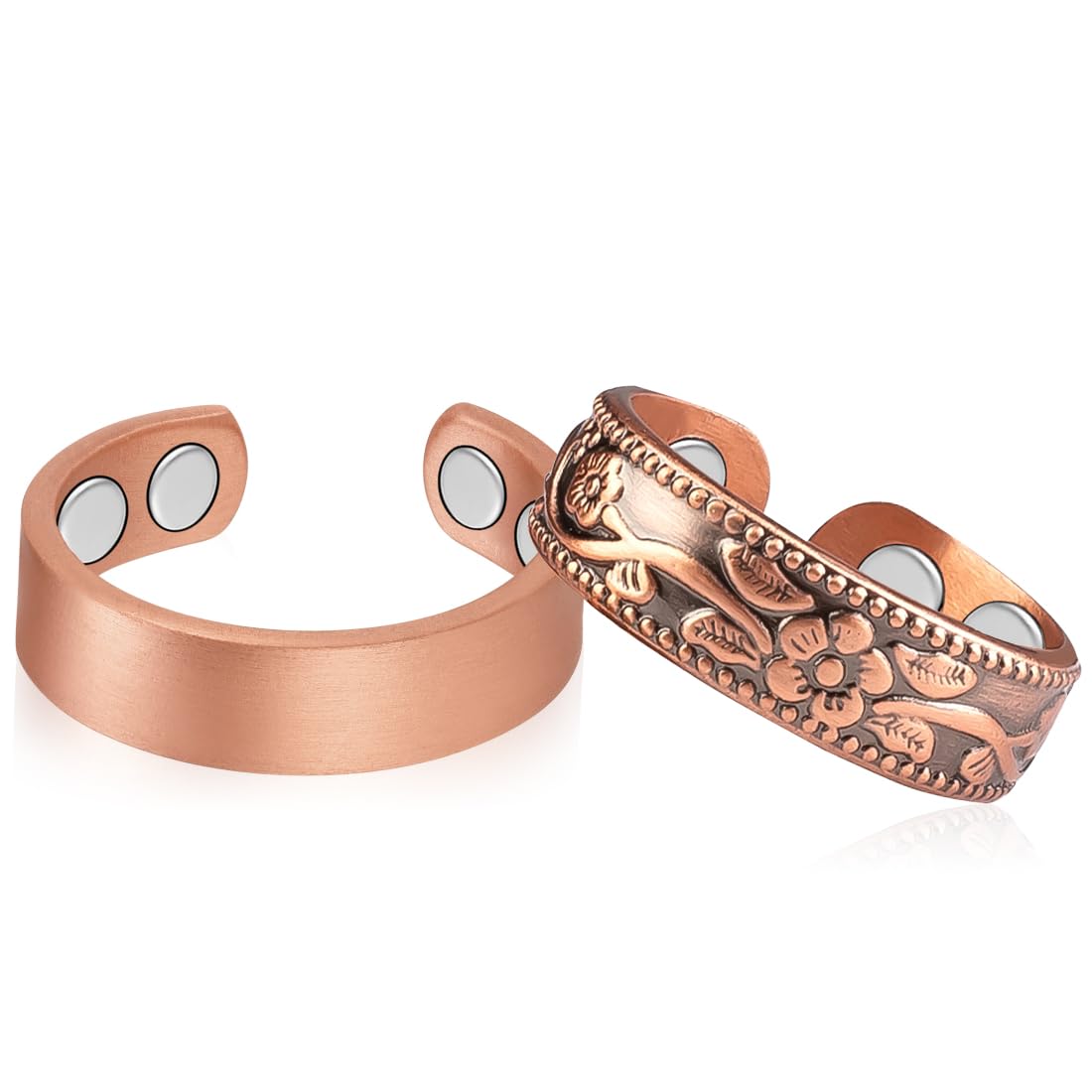 Vicmag Copper Magnetic Rings for Women 99.9% Copper Finger Ring Ultra Strength Magnet Gift Adjustable