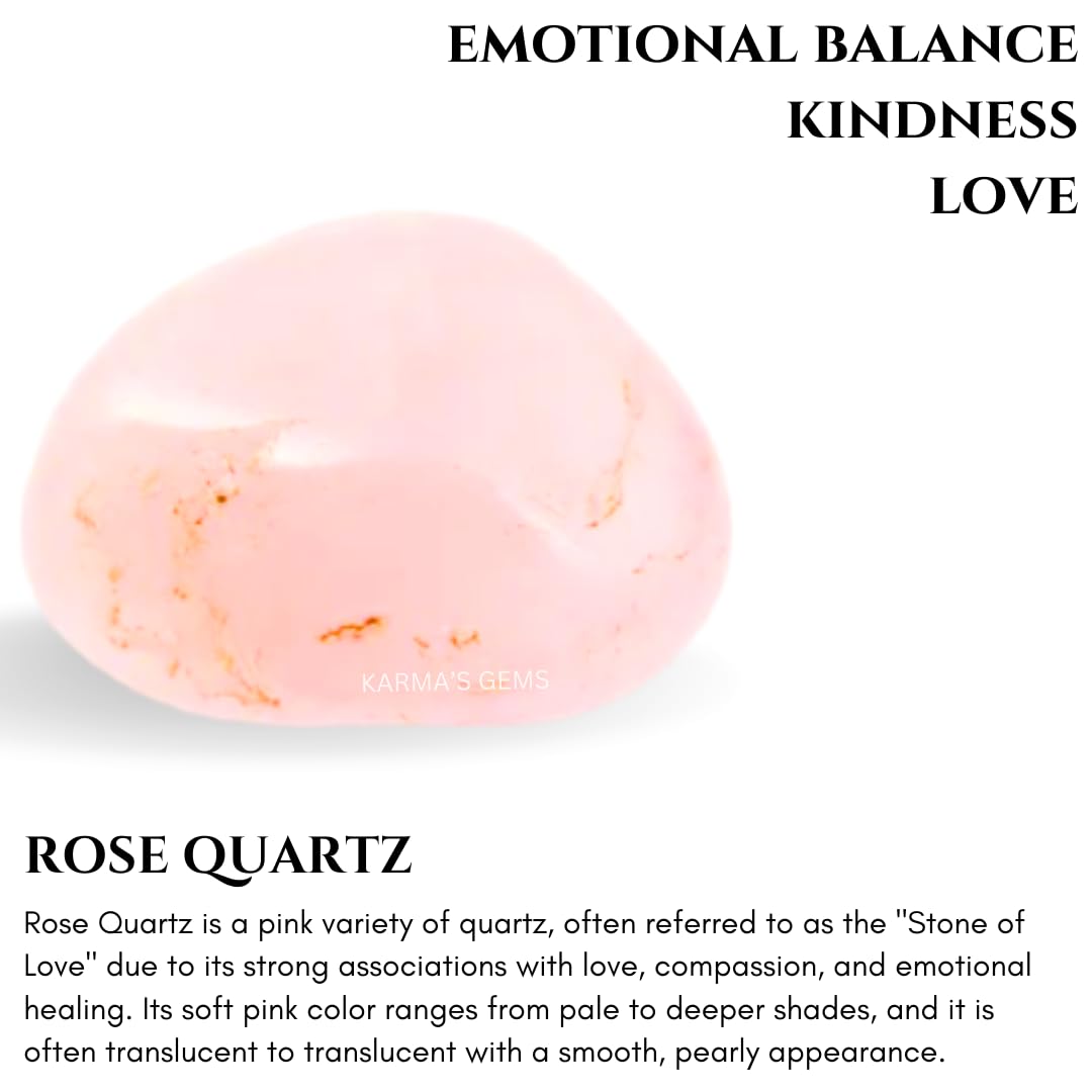 Karma Gems Rose Quartz Tumbled Stones Natural Crystal Kit for Reiki Healing Crystal Polished, Tumble Stones, Chakra Balancing, Reiki Gift, Home Decor (15-25 MM)