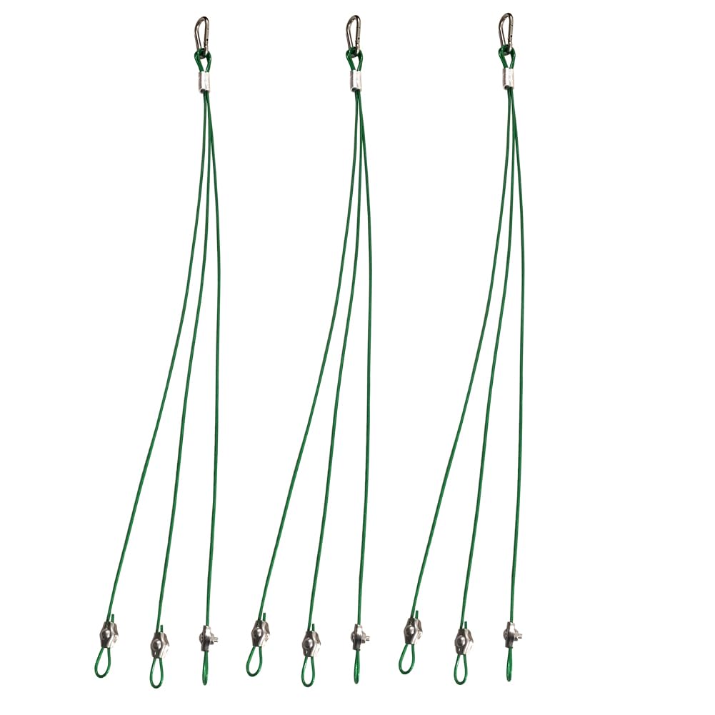 DGOL 3 Packs Green Coated 304 Stainless Steel Hanging Planters Wire, Adjustable Length from 10-23 inch, 3 Leads (Legs) Plant Hanger Hooks, Overall Bearing 88 lbs