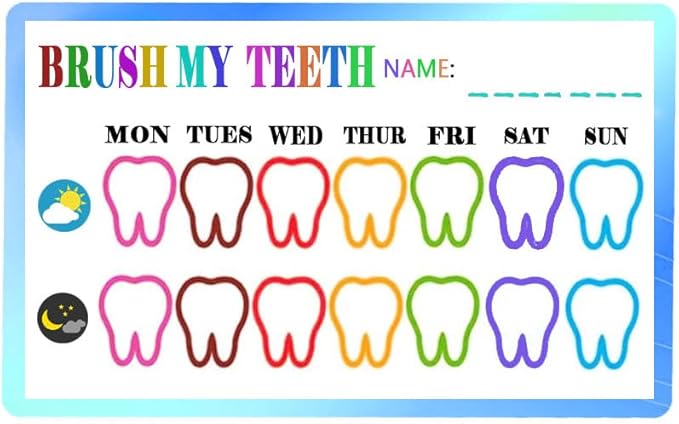 Brush My Teeth Reward Cards,2x3.5 Inch Educational Teeth Brushing Chart Brush Incentives,Teeth Brushing Weekly Tracker Behavior Finish Cards (50 Pcs)